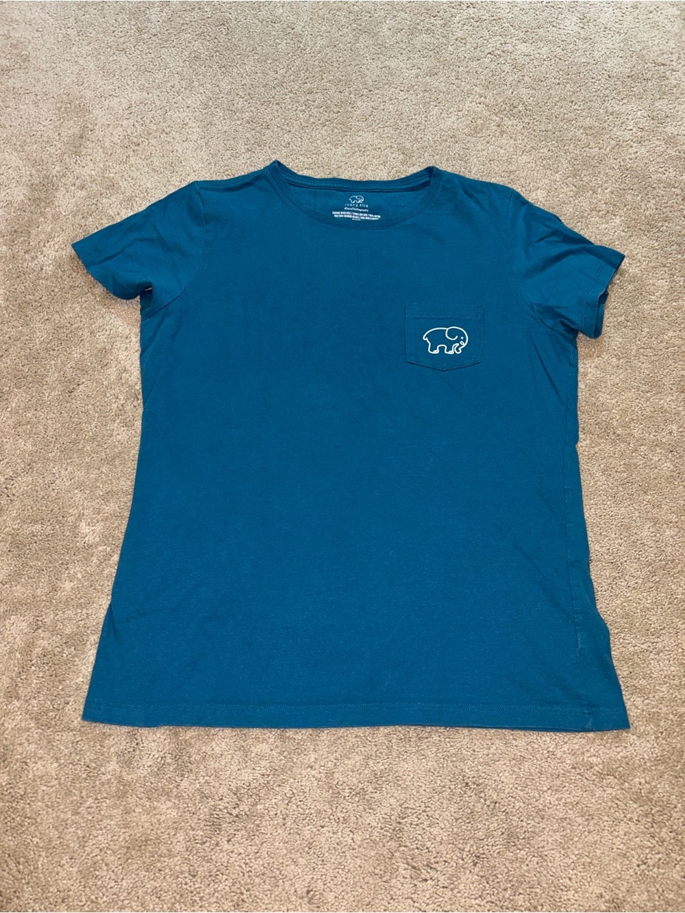 ivory ella Teal Short Sleeve Pocket Tee with Elephant